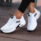 women's lace-up chunky sole trainers in white