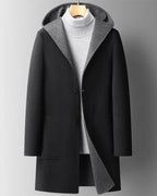 women's long hooded winter coat in black