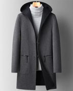women's long hooded winter coat in gray