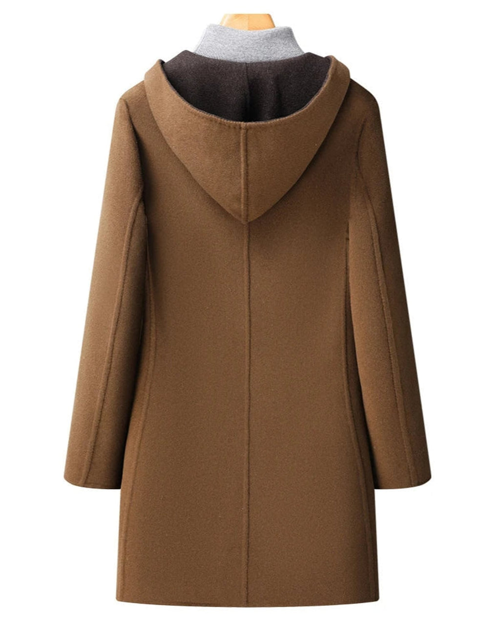 women's long hooded winter coat in brown