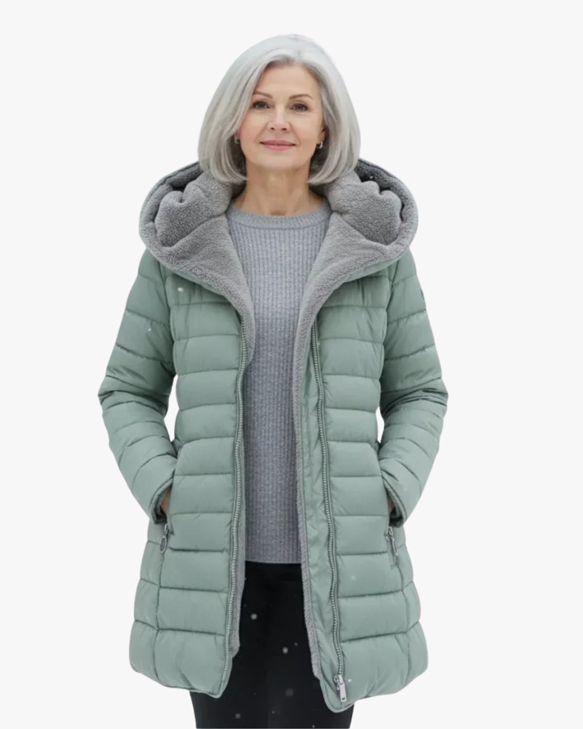 women's long puffer jacket with hood in cyan