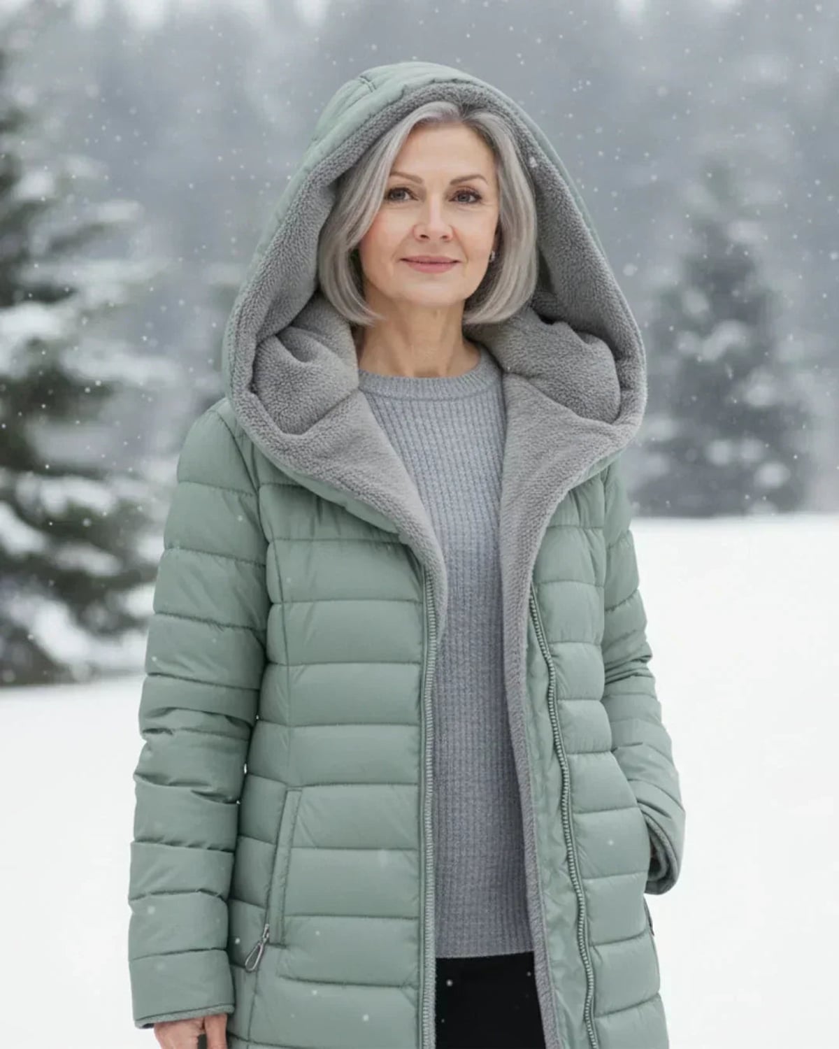 women's long puffer jacket with hood in cyan