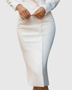 women's long sleeve blazer midi dress in white