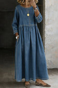 women's long sleeve maxi dress in blue