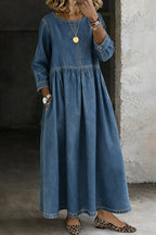 women's long sleeve maxi dress in blue