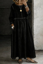 women's long sleeve maxi dress in black