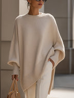 women's oversized batwing poncho sweater in beige (almost sold out)