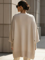 women's oversized batwing poncho sweater in beige (almost sold out)