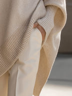 women's oversized batwing poncho sweater in beige (almost sold out)