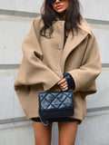 women's oversized button-up coat (beige) in beige