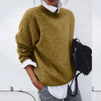 women's oversized crew neck sweater in khaki