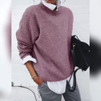 women's oversized crew neck sweater in pink
