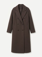 women's oversized double-breasted long coat in dark brown