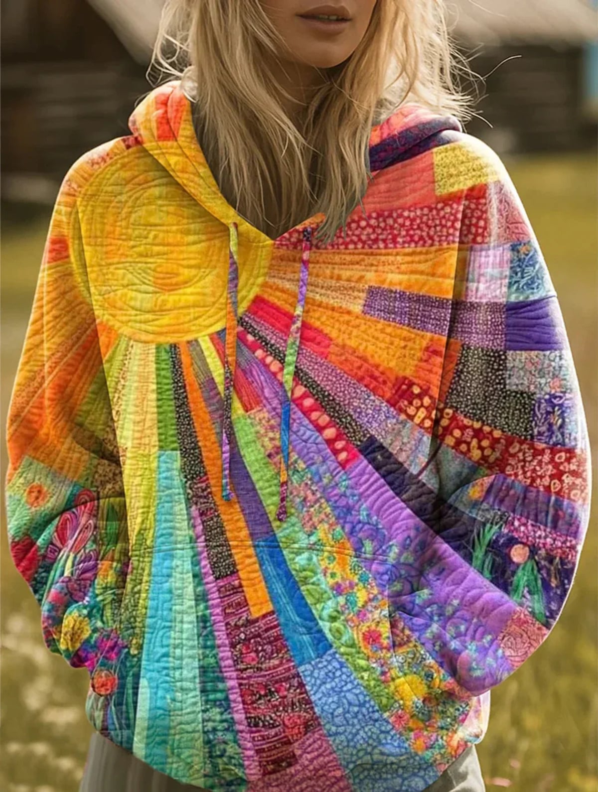 women's oversized graphic print hoodie in multicolor