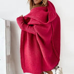 women's oversized hooded cardigan sweater in red