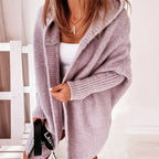 women's oversized hooded cardigan sweater in purple