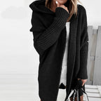 women's oversized hooded cardigan sweater in black