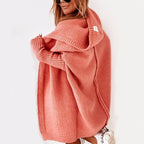 women's oversized hooded cardigan sweater in orange