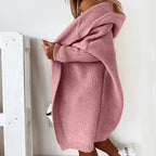 women's oversized hooded cardigan sweater in pink