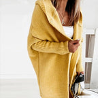 women's oversized hooded cardigan sweater in yellow