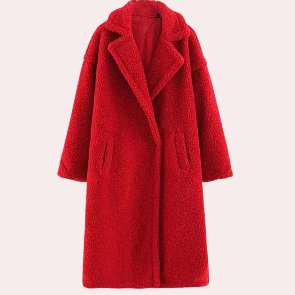 women's oversized hooded fleece jacket in red