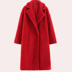 women's oversized hooded fleece jacket in red