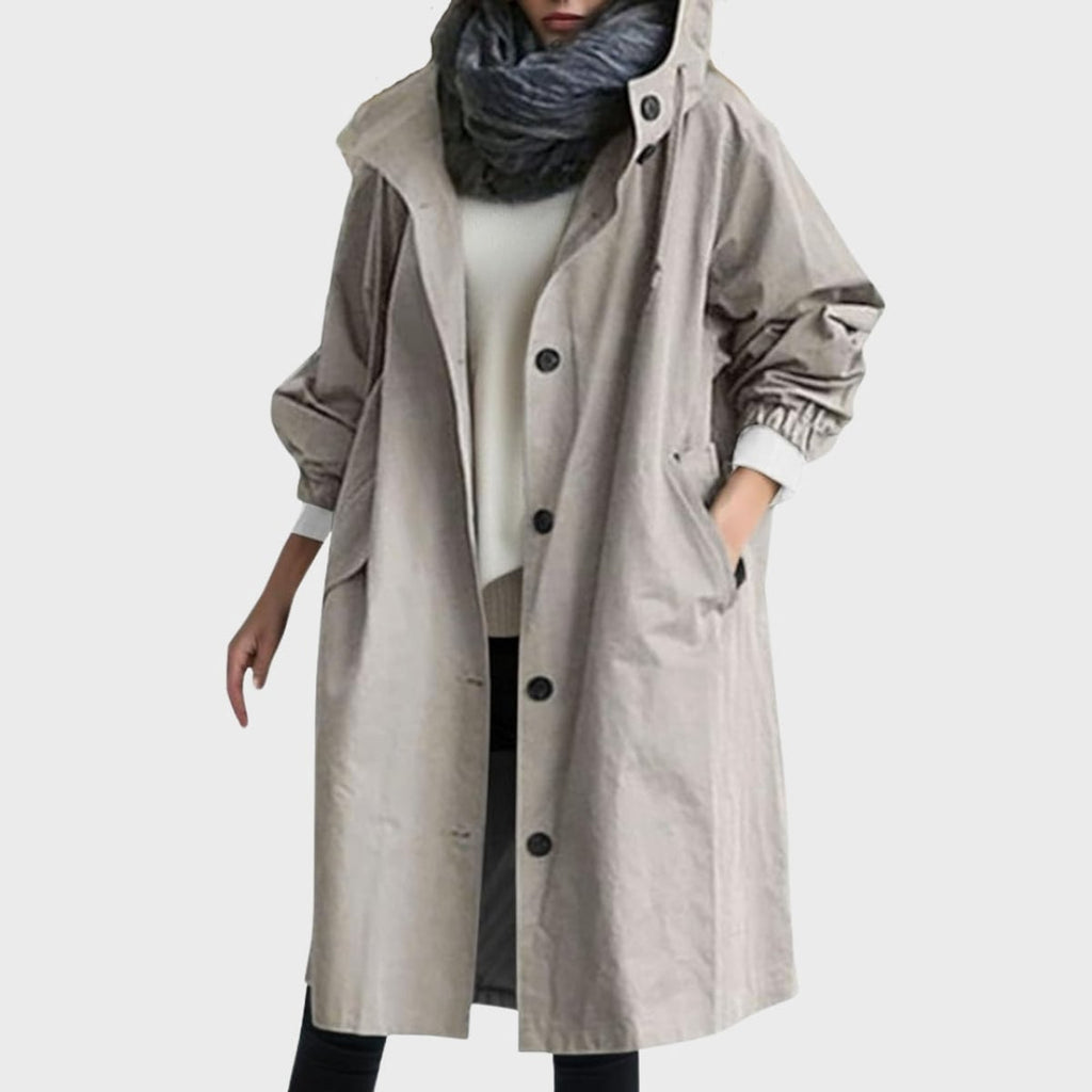 women's oversized hooded windbreaker coat in gray