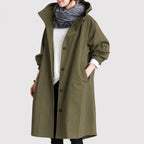 women's oversized hooded windbreaker coat in army green