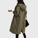 women's oversized hooded windbreaker coat in army green