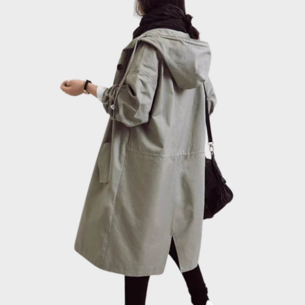 women's oversized hooded windbreaker coat in light blue