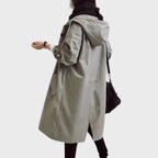 women's oversized hooded windbreaker coat in light blue