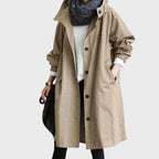 women's oversized hooded windbreaker coat in khaki