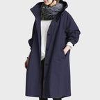 women's oversized hooded windbreaker coat in navy