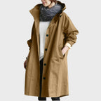 women's oversized hooded windbreaker coat in brown