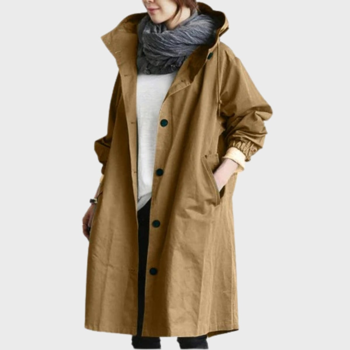 women's oversized hooded windbreaker coat in brown