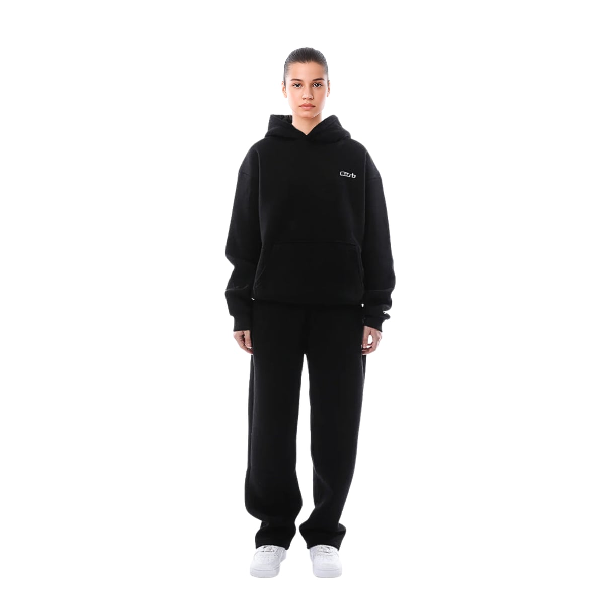 women's oversized hoodie tracksuit set in black