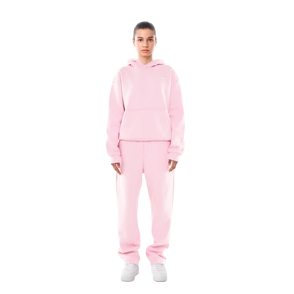 women's oversized hoodie tracksuit set in light pink