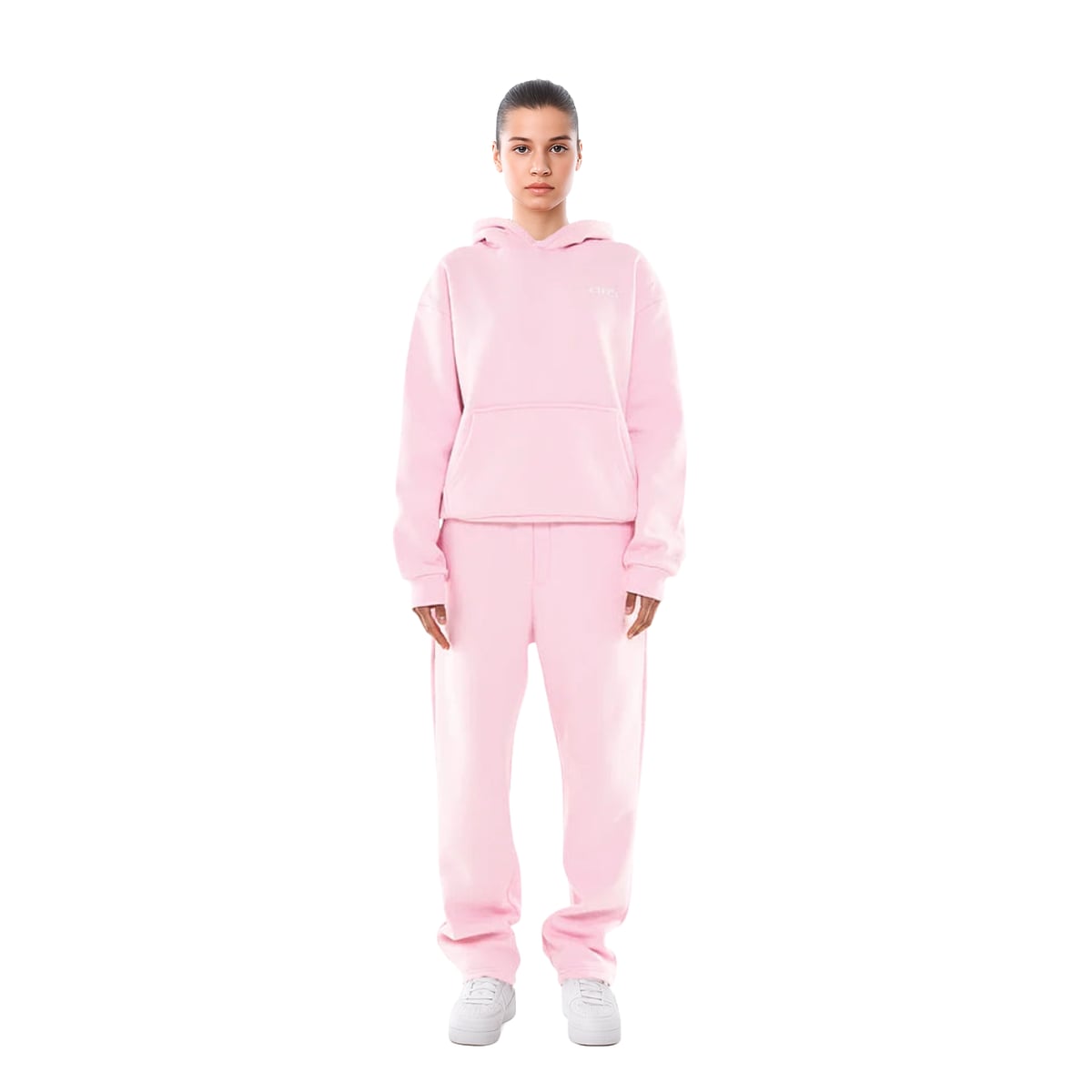 women's oversized hoodie tracksuit set in light pink