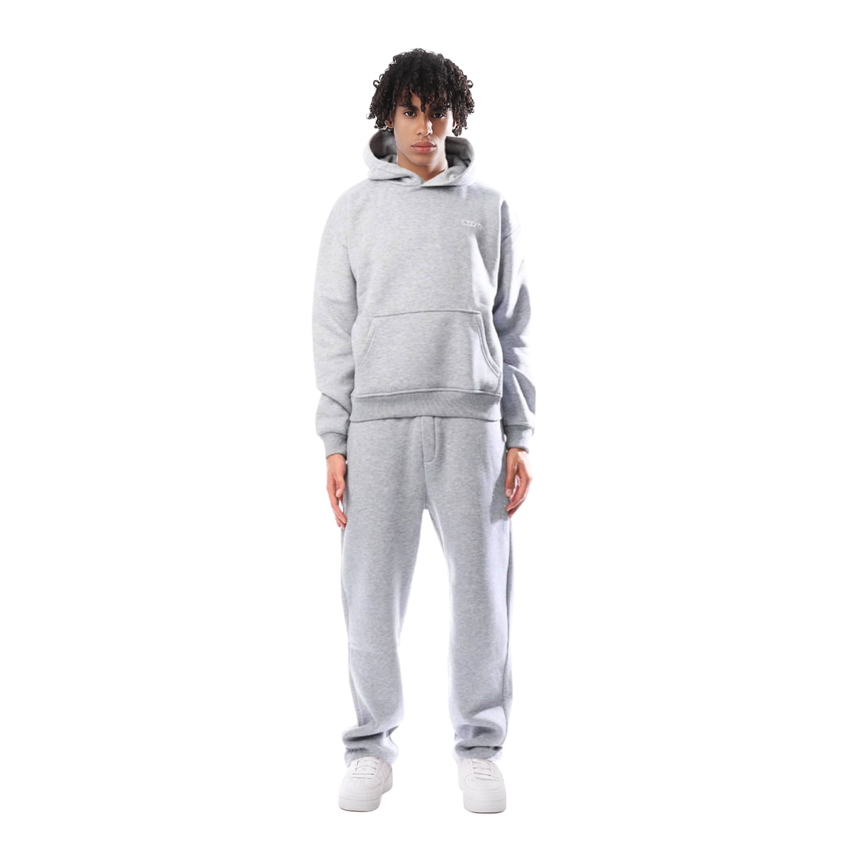 women's oversized hoodie tracksuit set in light gray