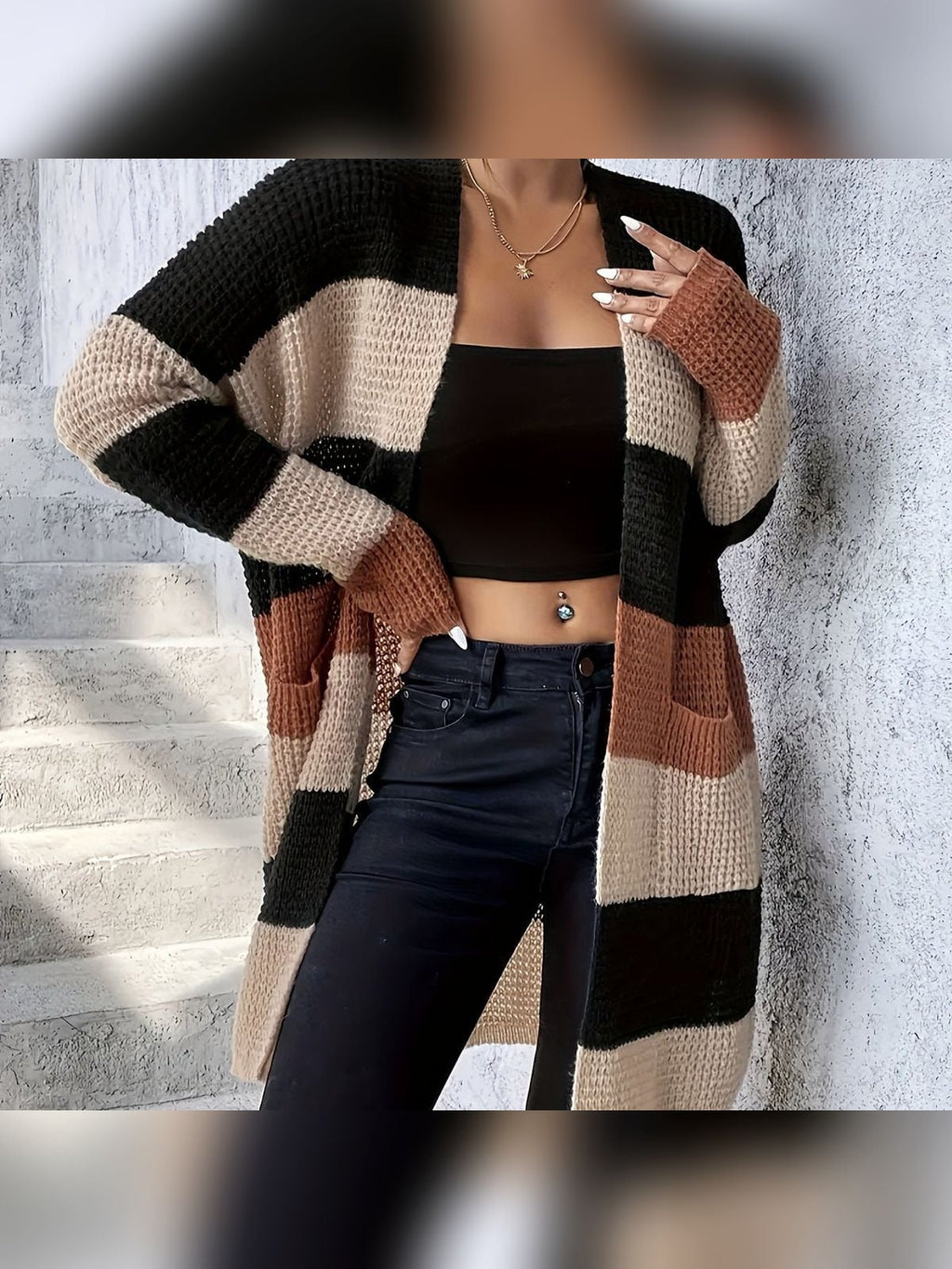 women's oversized longline cardigan sweater in black