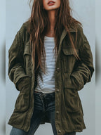 women's oversized military jacket in green