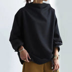 women's oversized mock neck long sleeve top in black