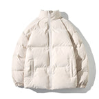 women's oversized puffer jacket stand collar in beige