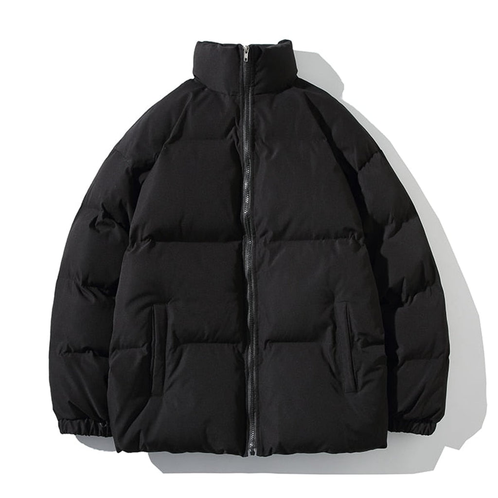 women's oversized puffer jacket stand collar in black