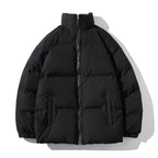 women's oversized puffer jacket stand collar in black