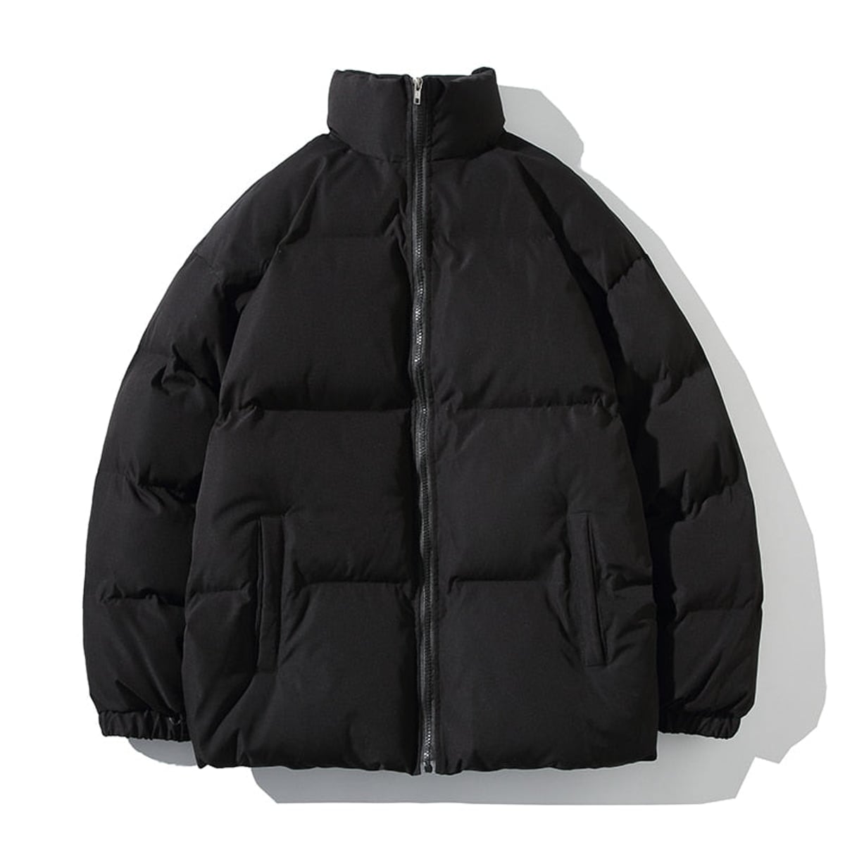 women's oversized puffer jacket stand collar in black