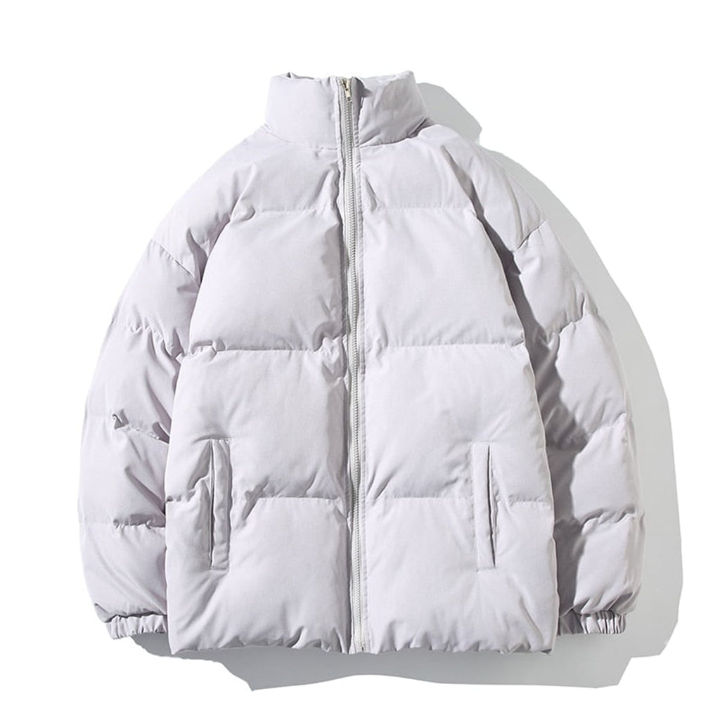 women's oversized puffer jacket stand collar in gray