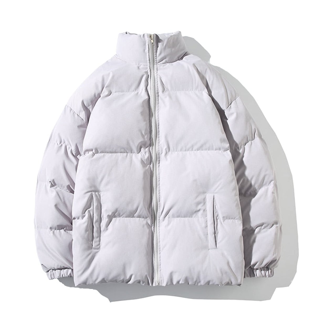 women's oversized puffer jacket stand collar in gray