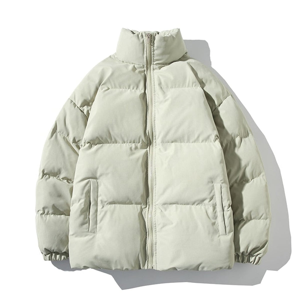 women's oversized puffer jacket stand collar in green