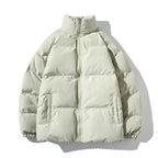 women's oversized puffer jacket stand collar in green